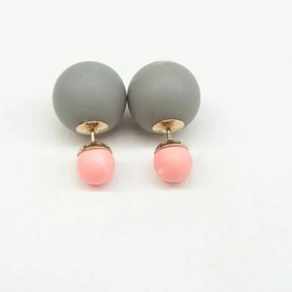 100% Authentic DIOR Tribal Matt Grey&Pink Earrings - Picture 6 of 8